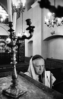 Abraham Fogel, reader at Krakow's Remu Synagogue. The last of Poland's rabbis fled in 1968. 1975