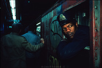 Subway conductor. NYC 1983